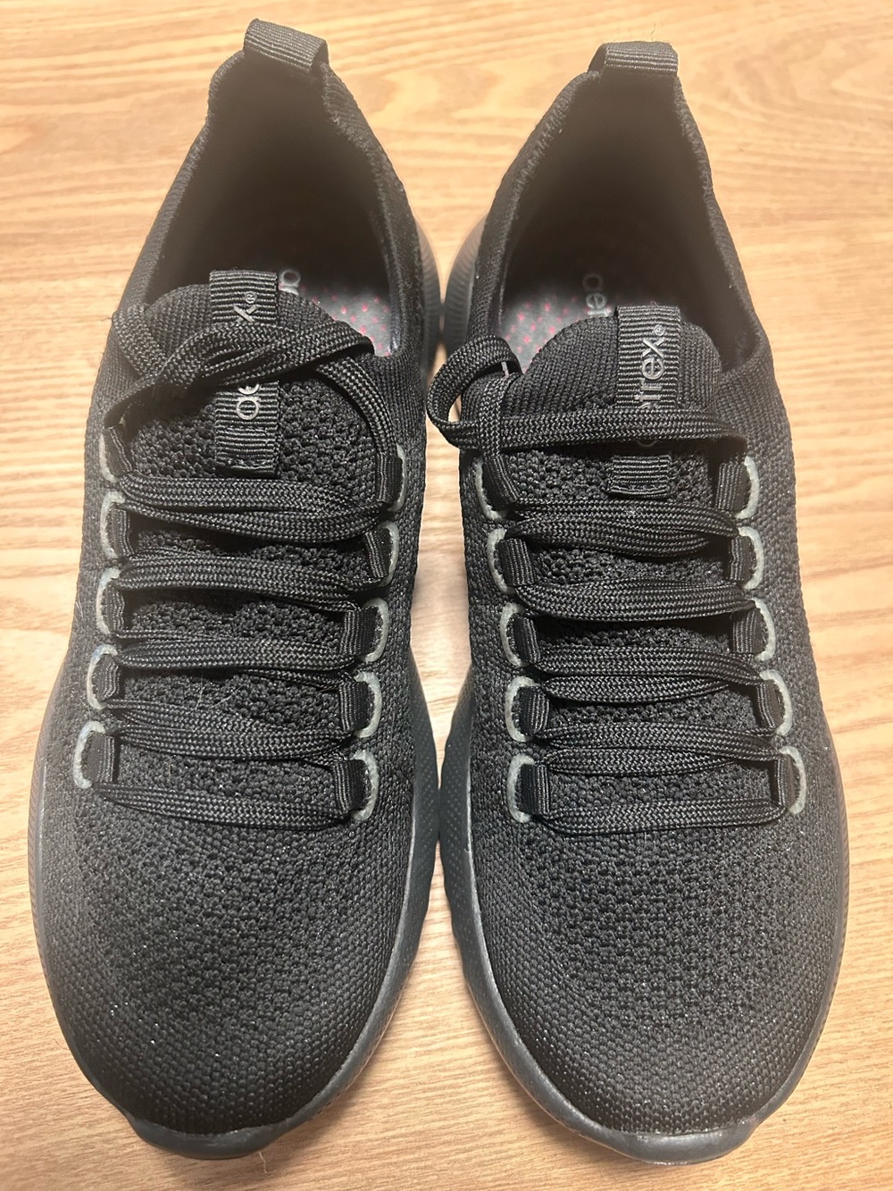 Aetrex Carly Black Sparkle Arch Support Sneaker Black Stretch Knit New Size 6
